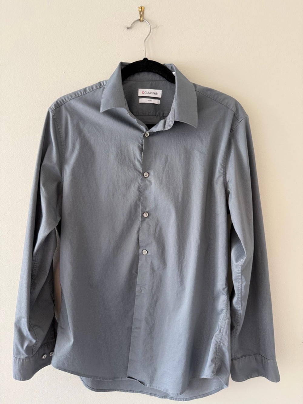 Calvin Klein Men's Steel Gray Long-Sleeve Dress Shirt